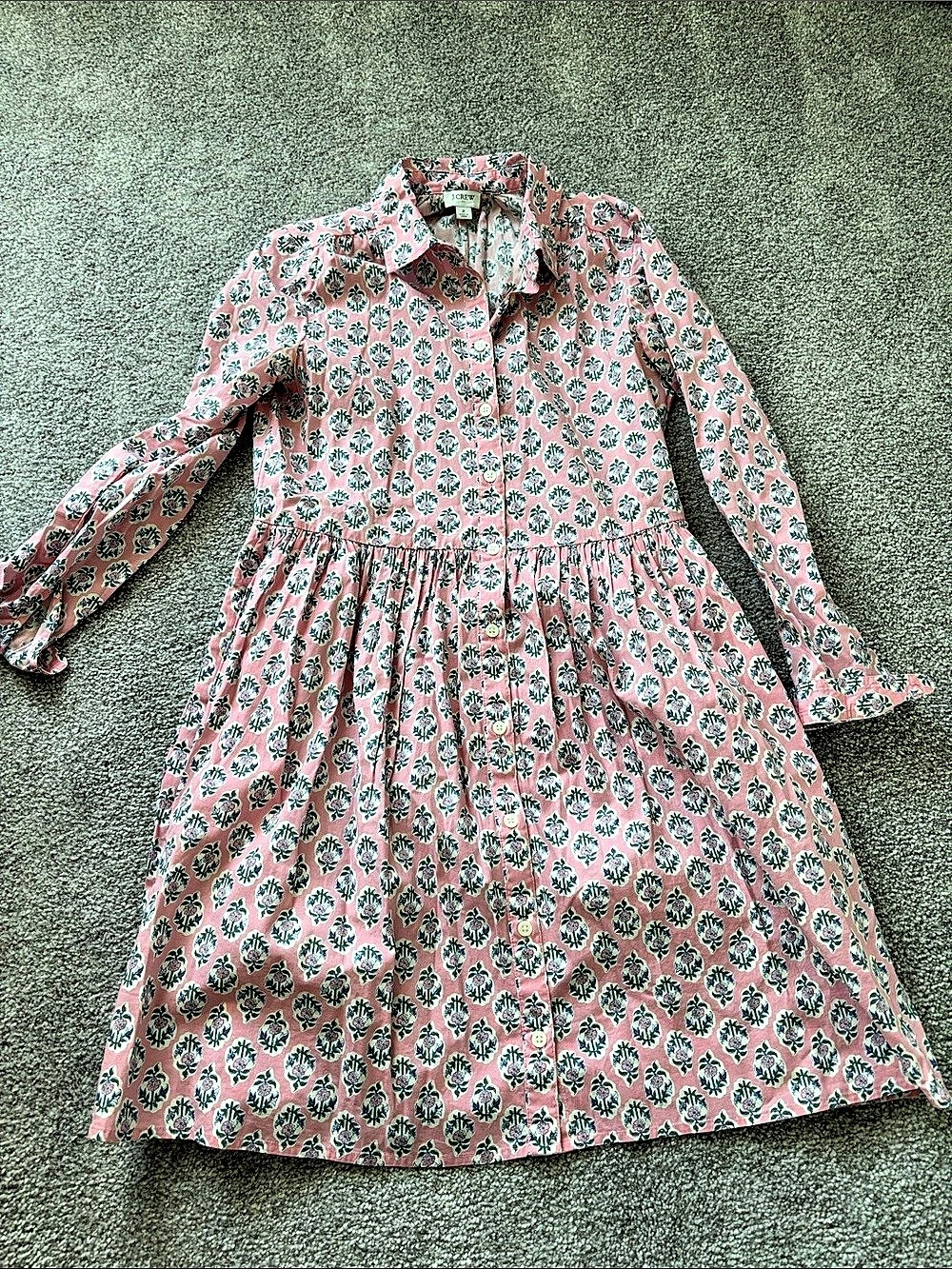 J.Crew Floral Midi Dress in Pink & Green